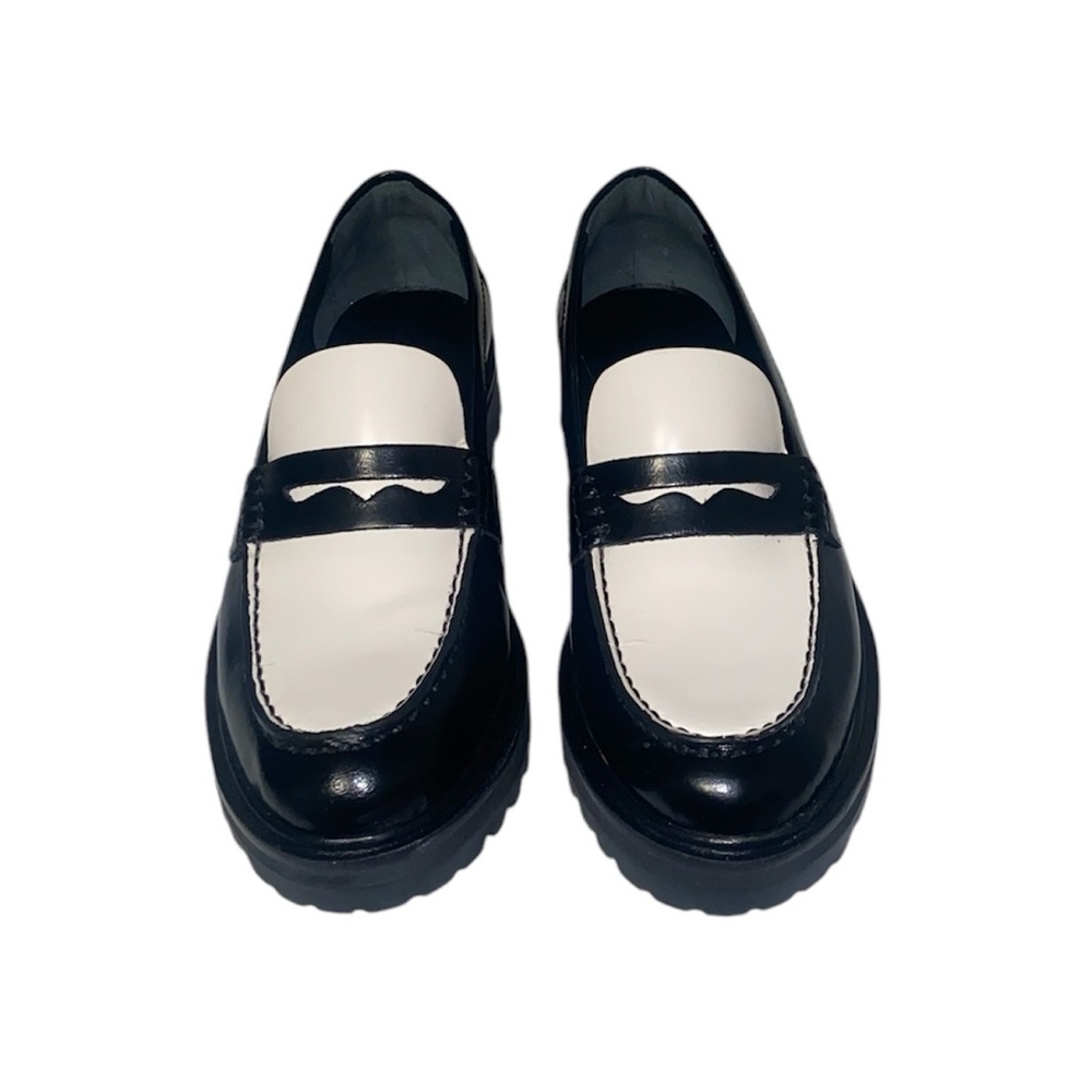Reformation Agathea Chunky Loafer Black and White